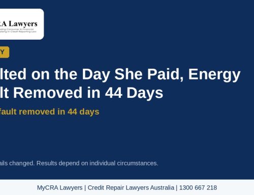 Case Study: Defaulted on the Day She Paid, Origin Energy Default Removed in 44 Days